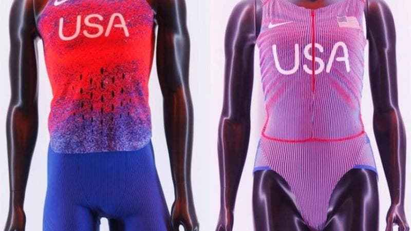 A destra il body delle atlete americane alle Olimpiadi