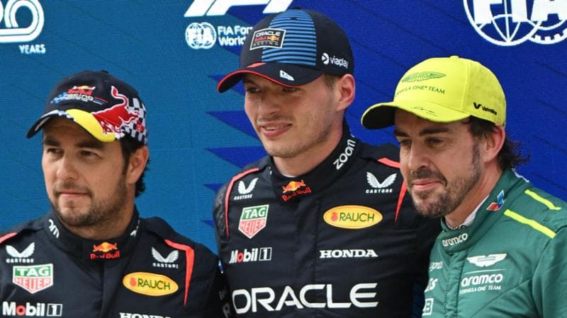 Da sinistra: Perez, Verstappen e Alonso