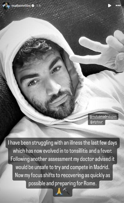 La storia Instagram di Matteo Berrettini