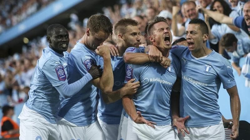 I giocatori del Malmoe, unica squadra svedese ad avere raggiunto una finale di Coppa dei Campioni