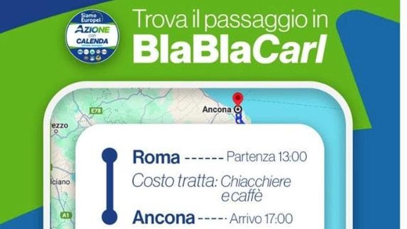 In viaggio con Calenda: per le Europee il leader di Azione lancia BlaBlaCarl. “Io ci metto la macchina, voi la voglia di confrontarsi.. e il caffè”
