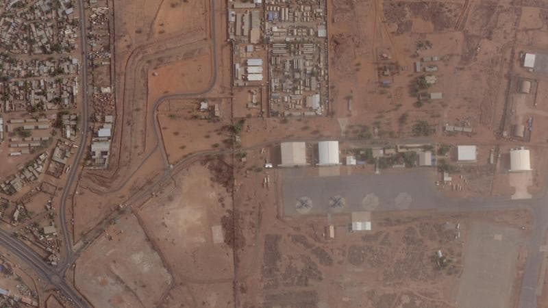 Immagine satellitare della base 101, vicino all'aeroporto internazionale di Diori Hamani