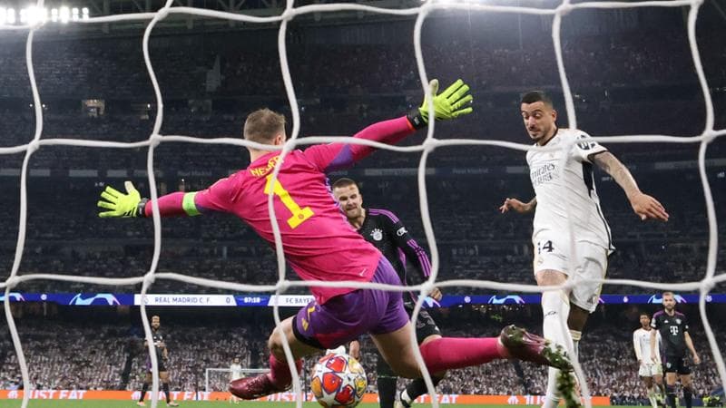 Il primo dei due gol di Joselu al Bayern