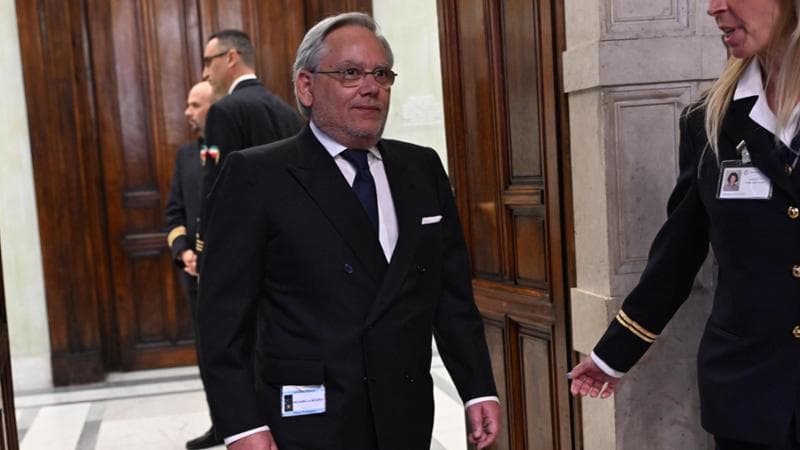 Giampaolo Angelucci nel corso del convegno "La Costituzione di tutti - Dialogo sul premierato" a Montecitorio, Roma 8 maggio 2024. 
 ANSA/MAURIZIO BRAMBATTI