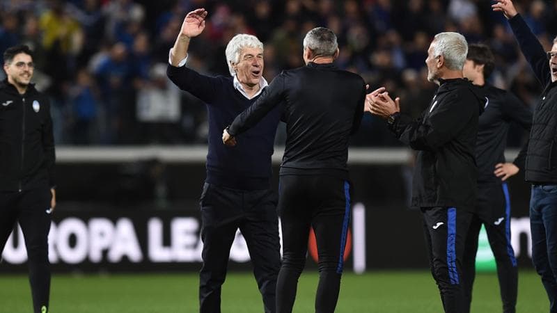 Gian Piero Gasperini esulta a fine partita