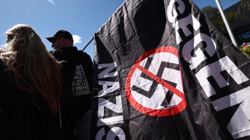 Una manifestazione contro l'Afd a Donaueschingen, in Germania