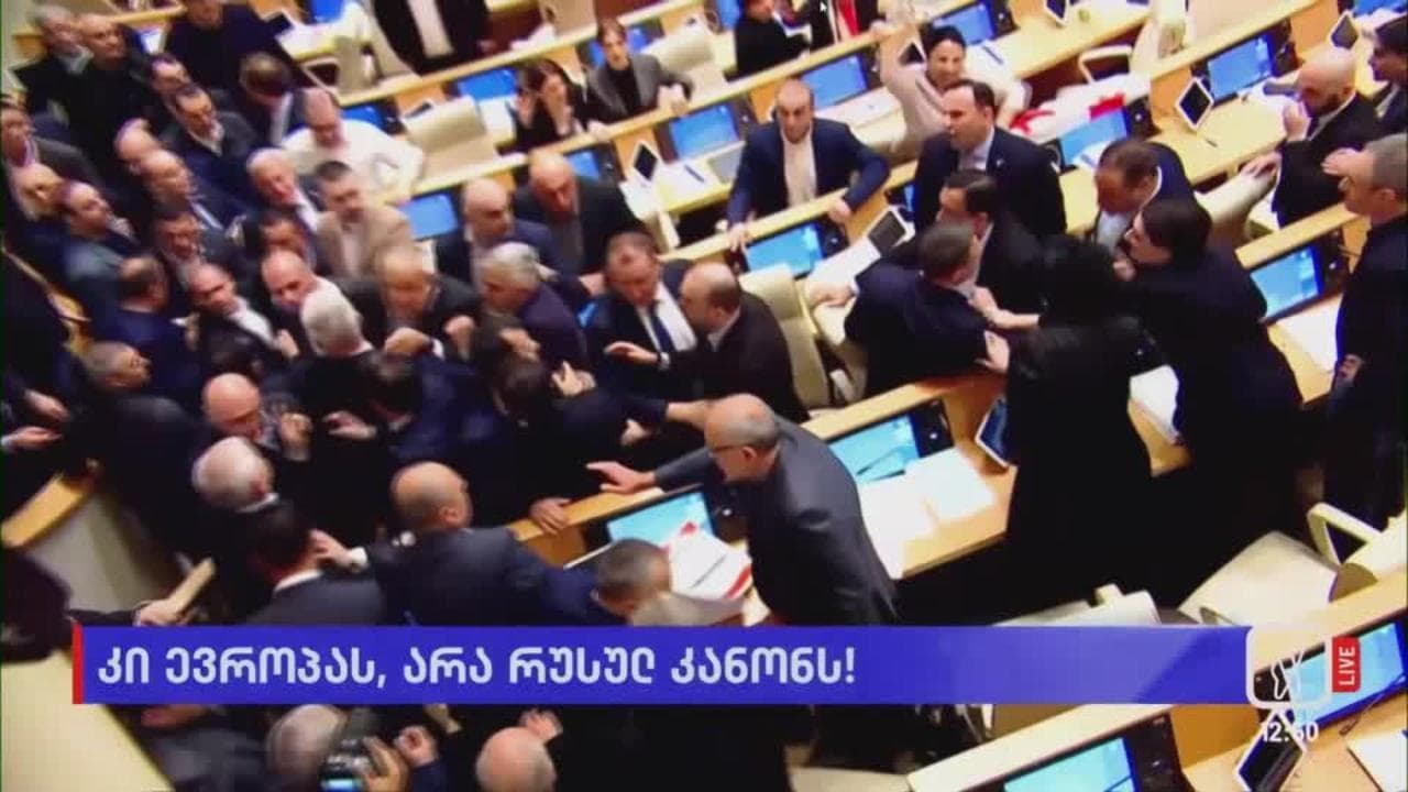 Georgia, scoppia la rissa in Parlamento per il voto sulla contestata legge sugli agenti stranieri