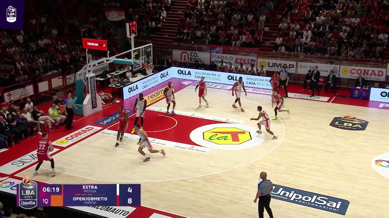 Basket serie A, gli highlights di Estra Pistoia - Openjobmetis Varese