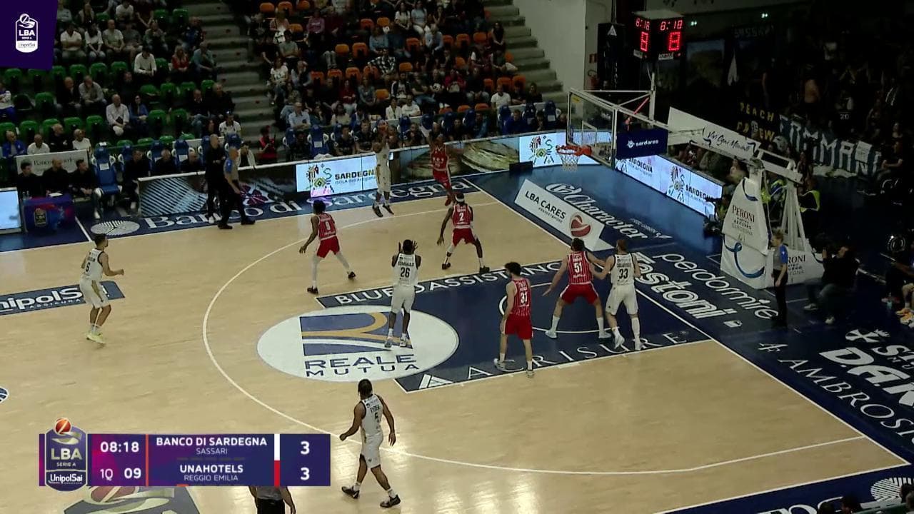 Basket serie A, gli highlights di Banco di Sardegna Sassari - Unahotels Reggio Emilia