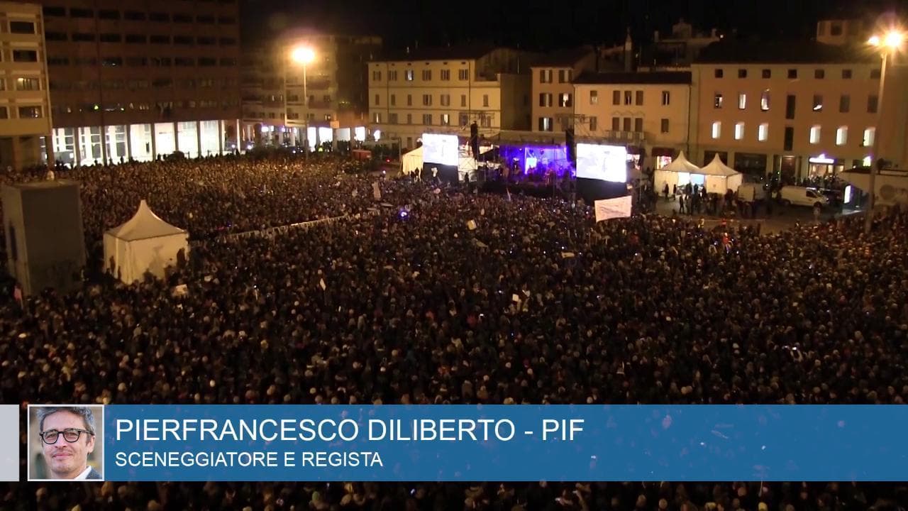 Sardine a Bologna - Pif: "Mi espongo e ne pago il prezzo, è un nuovo metodo di fare politica". Sartori: "Clima positivo"