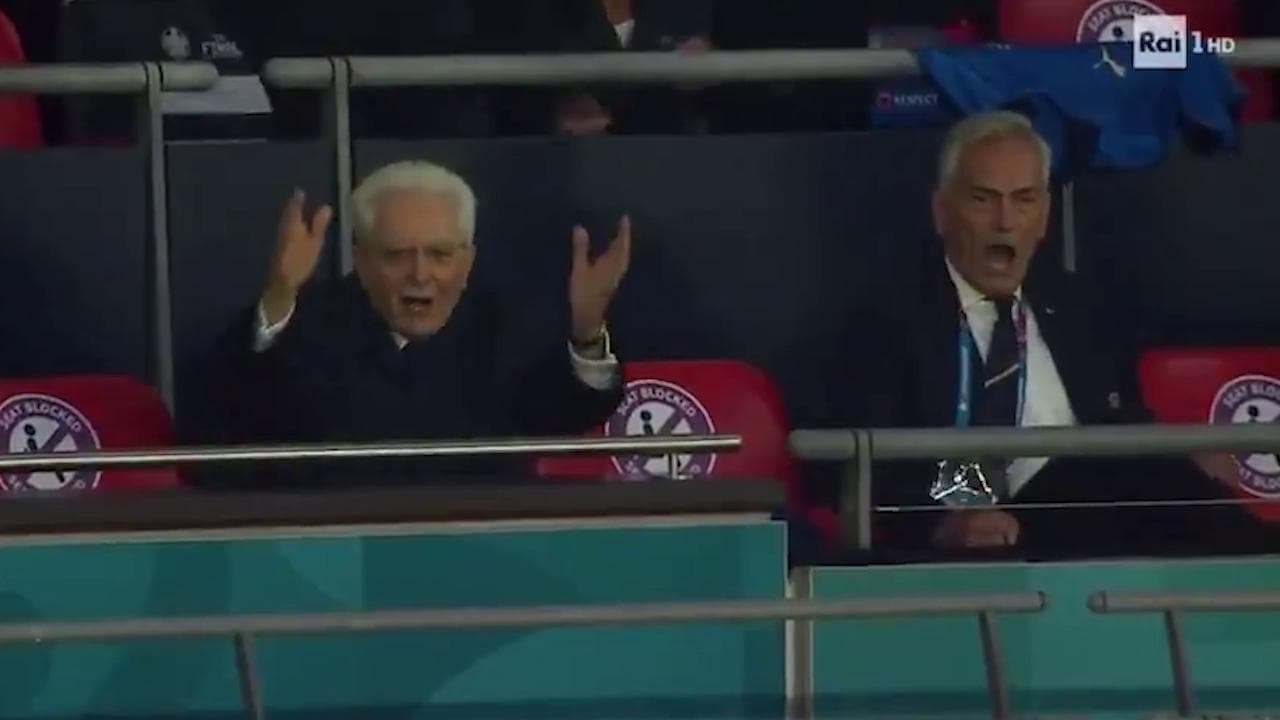 Euro2020, Inghilterra-Italia: l'esultanza di Mattarella a Wembley per il pareggio di Bonucci