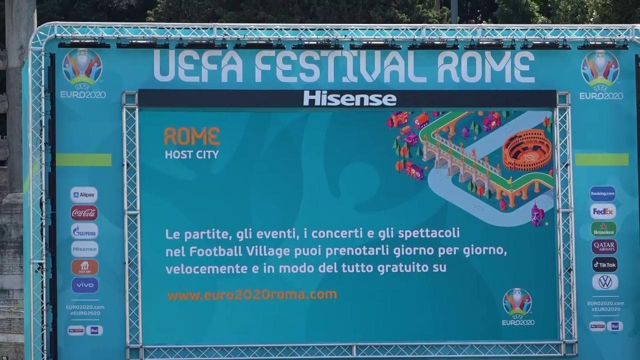 Euro 2020, inaugurato il villaggio in piazza del Popolo, Raggi: "Roma è la città della ripartenza"