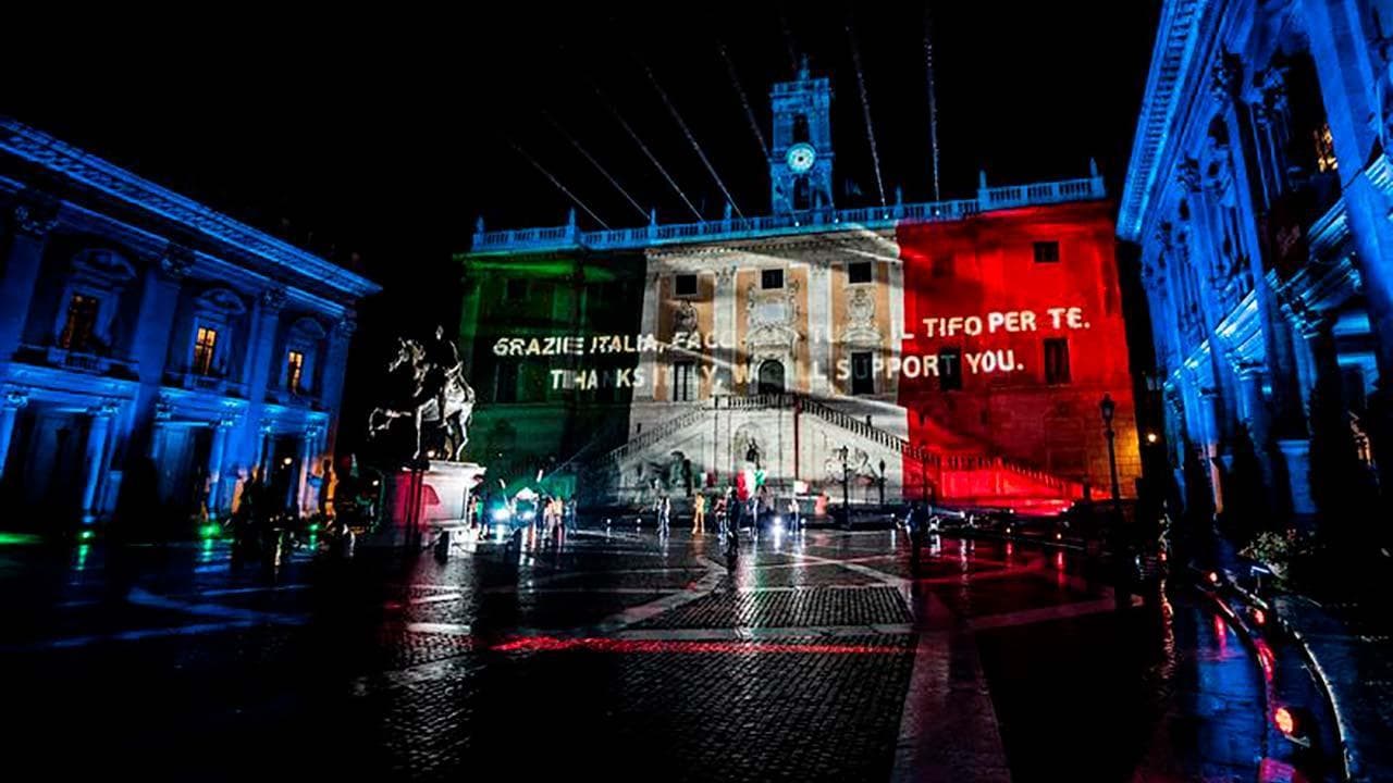 Euro 2020, il videomapping in Campidoglio per celebrare 60 anni di tifo per gli Azzurri