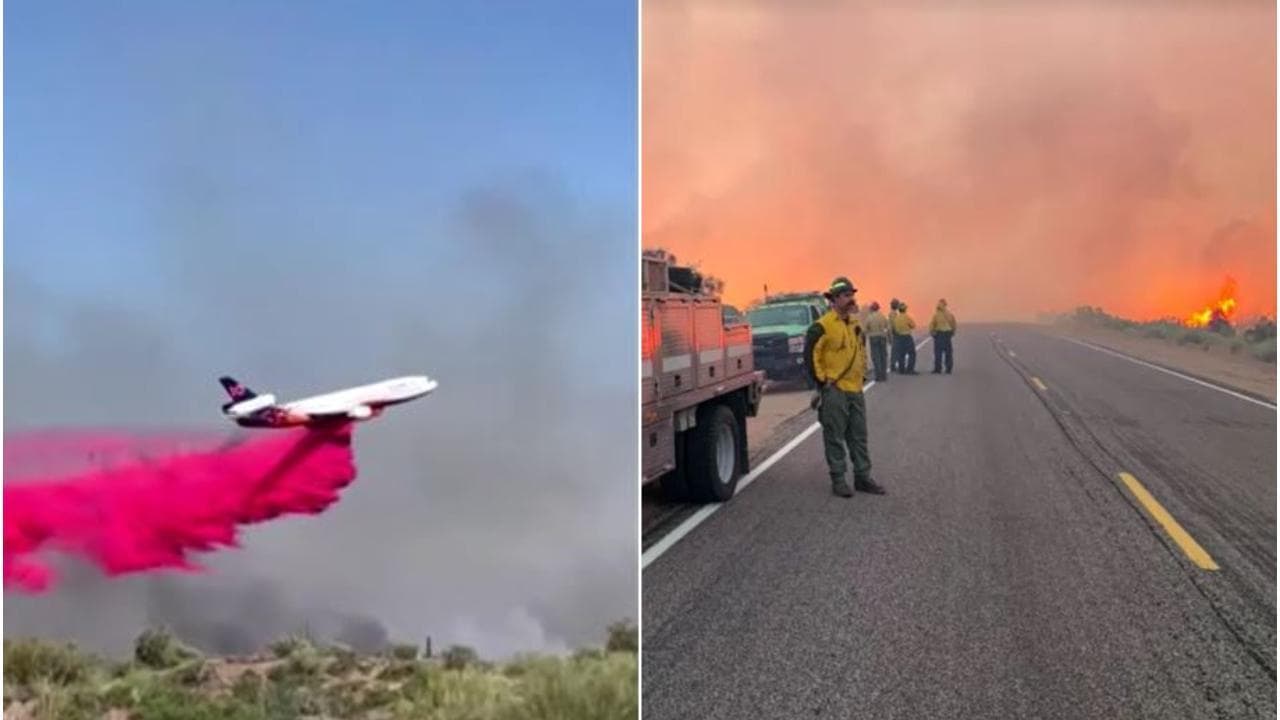 Arizona, incendi colpiscono parchi forestali. L'intervento degli aerei con liquido rosso ritardante