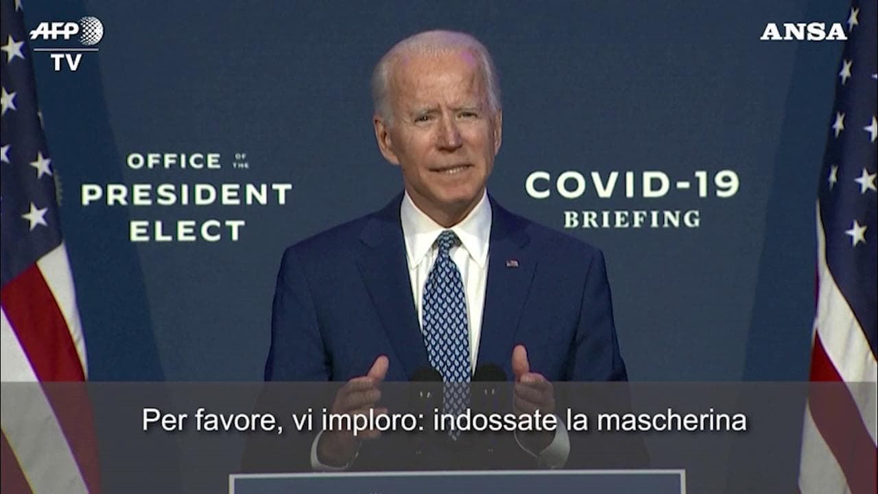 Covid, Biden agli americani: "Vi imploro, indossate la mascherina". E sul vaccino: "Lo distribuiremo gratis"