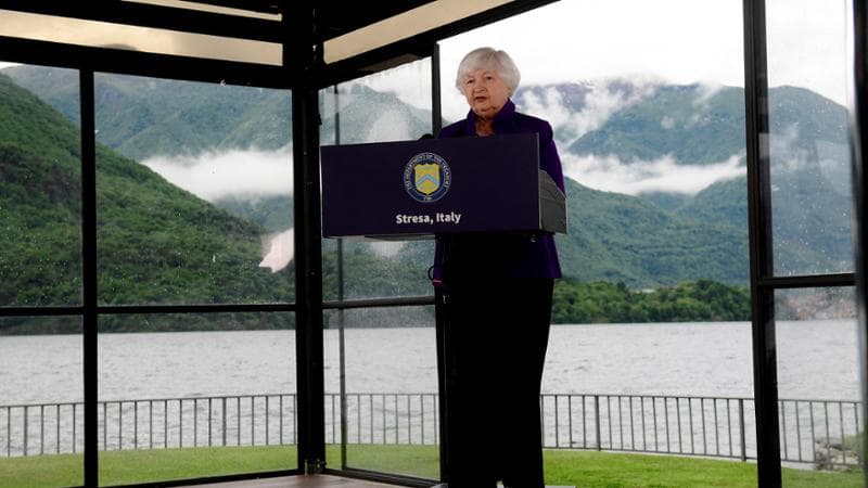 La segretaria al Tesoro Usa Janet Yellen al G7 di Stresa, sul Lago Maggiore