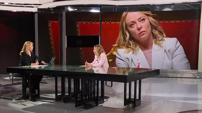 Giorgia Meloni ospite della trasmissione "In mezz'ora" su Rai 3

