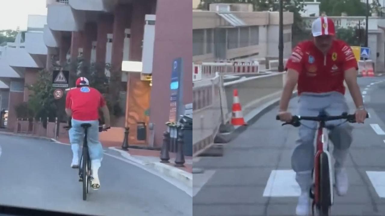 Leclerc torna a casa in bicicletta dopo la vittoria nel Gran Premio di Montecarlo