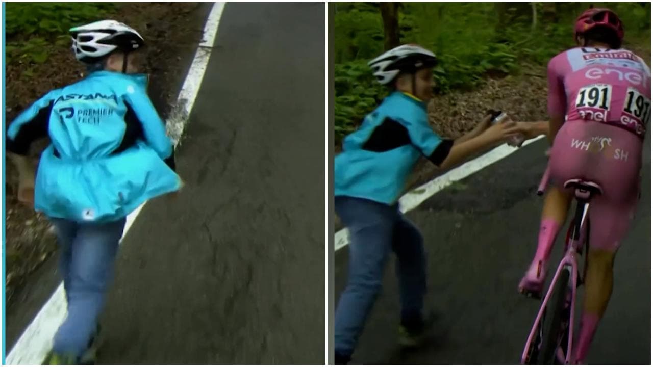 Giro d'Italia: il bel gesto di Pogacar che regala al volo la borraccia a un bambino