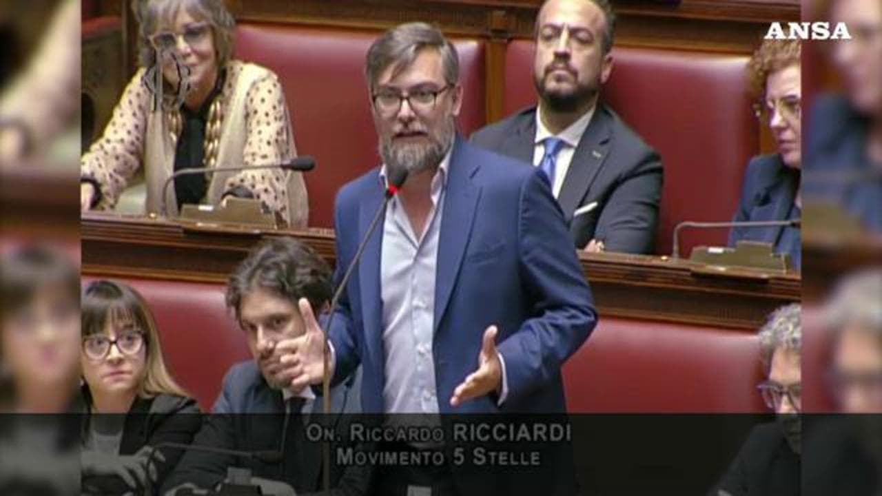 Camera, deputati del Movimento 5 Stelle espongono bandiere della pace e della Palestina
