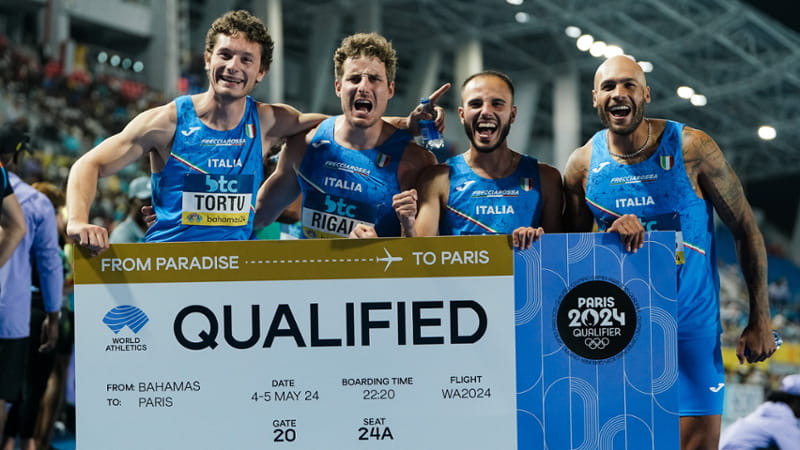 La 4x100 con Tortu, Rigali, Patta e Jacobs (foto Francesca Grana(FIDAL)