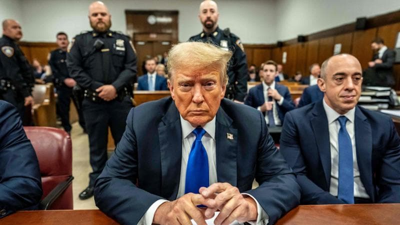 Former US President and Republican presidential candidate Donald Trump attends his criminal trial at Manhattan Criminal Court in New York City, on May 30, 2024. Jurors return Thursday to a second day of deliberations in Donald Trump's criminal trial, leaving the Republican presidential candidate and the country waiting for a decision that could upend November's election. (Photo by Mark Peterson / POOL / AFP)