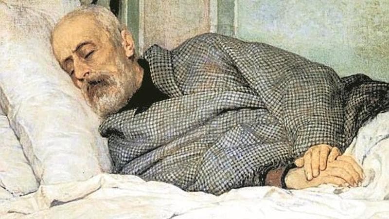 "Mazzini sul letto di morte", opera di Silvestro Lega esposta al Vittoriano