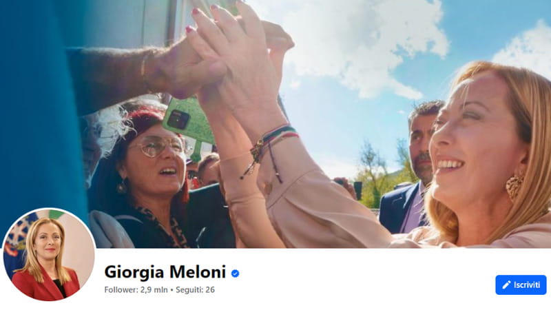 La pagina Facebook di Giorgia Meloni