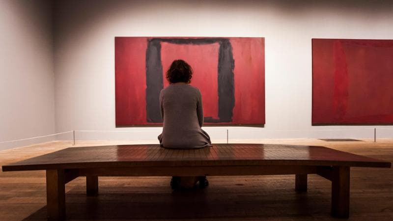 Visitatrice di fronte a un quadro di Mark Rothko alla Tate Modern a Londra&nbsp;&nbsp;
