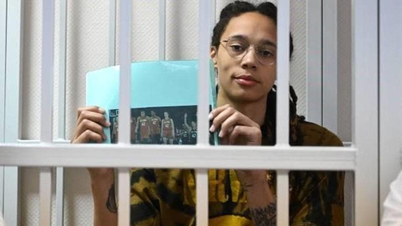 Brittney Griner, 33 anni, durante il processo a Khimki nel 2022