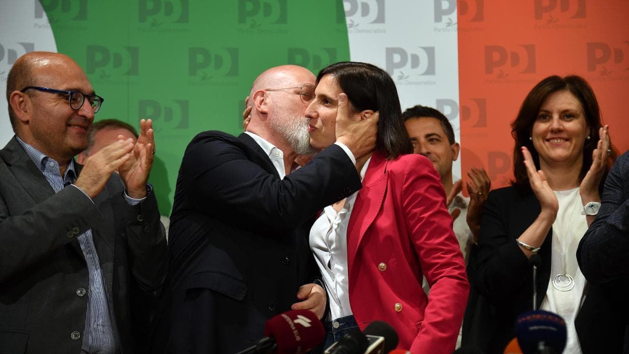 Elezioni europee 2024. il Presidente del PD Stefano Bonaccini (S) e la Segretaria del Partito Democratico Elly Schlein durante la conferenza stampa di commento ai risultati elettorali presso la sede del Nazareno
Roma, 10 giugno 2024. 
ANSA/FABIO CIMAGLIA

