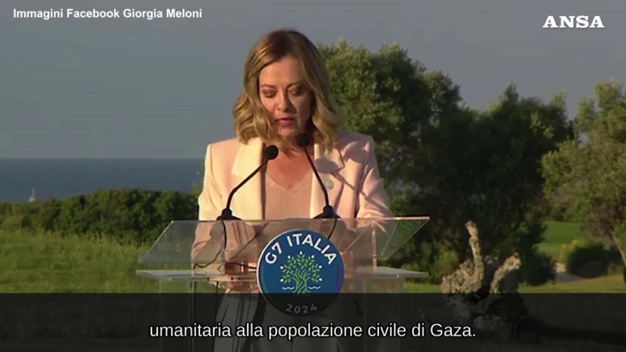 Meloni: "G7 sostiene la soluzione Usa per il Medio Oriente"