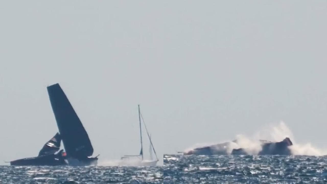 America's Cup, l'albero di Alinghi fa crack: le immagini dello spettacolare incidente