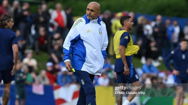 ISERLOHN, GERMANY - JUNE 11: Head coach of Italy Luciano Spalletti reacts during an Italy training session at Hemberg-Stadion on June 11, 2024 in Iserlohn, Germany. (Photo by Claudio Villa/Getty Images for FIGC)
