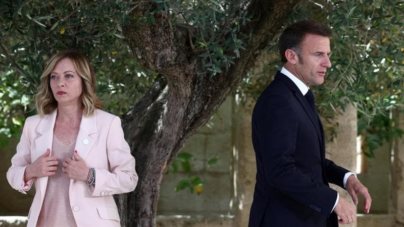 Giorgia Meloni ed Emmanuel Macron a Borgo Egnazia