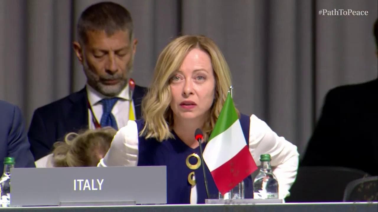 Conferenza in Svizzera sull'Ucraina, Meloni: "Confondere la pace con la resa a Putin è pericoloso"
