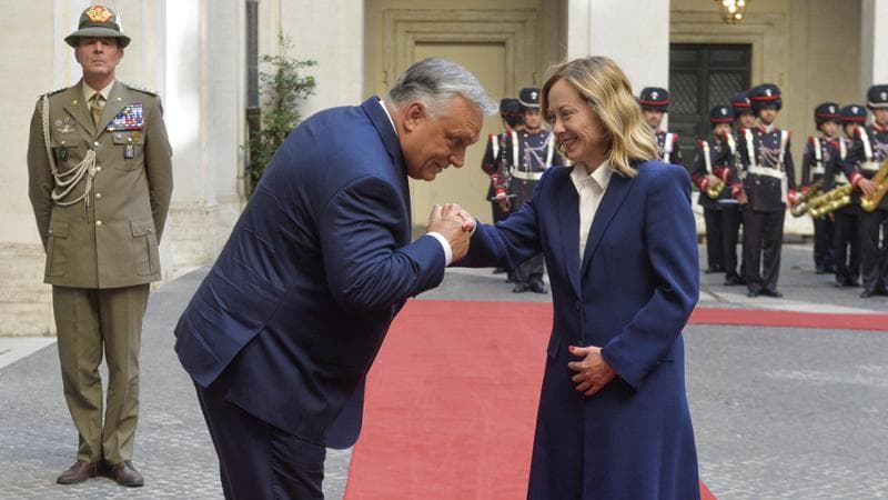 Palazzo Chigi, la Presidente del Consiglio riceve il primo ministro di Ungheria Orban
