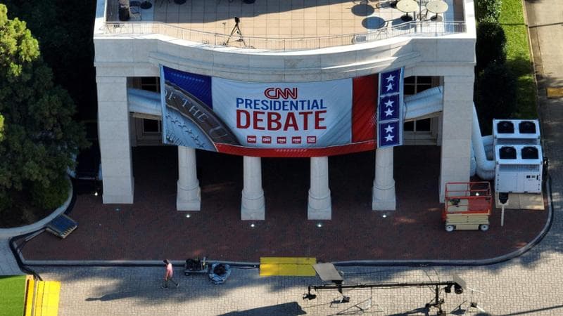 Atlanta, Georgia (Stati Uniti), 26 giugno: gli studi della Cnn si preparano al dibattito tra Joe Biden e Donald Trump