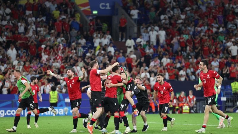 La festa dei giocatori della Georgia