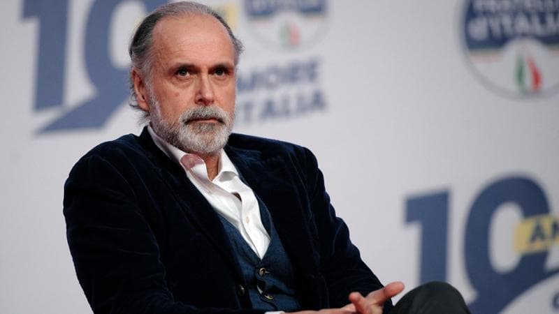 Il manager culturale Giampaolo Rossi partecipa a "A 10 anni dalla nascita Costruiamo l'Italia del Futuro" la festa di Fratelli d'Italia per il decennale dalla fondazione a Piazza del Popolo.Roma, 16 dicembre 2022. .ANSA/FABIO CIMAGLIA