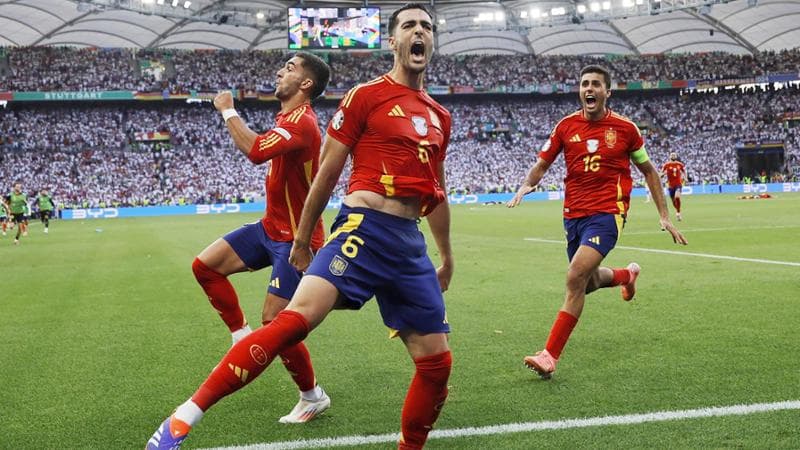 Merino esulta dopo il gol alla Germania