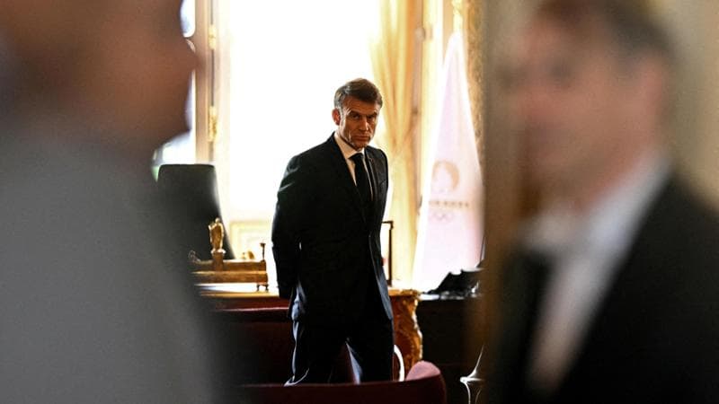 FILE PHOTO: French President Emmanuel Macron waits for a bilateral meeting during the Global Forum for Vaccine Sovereignty and Innovation at the French Foreign Ministry, the Quai d'Orsay, in Paris, France, June 20, 2024. REUTERS/Dylan Martinez/Pool/File Photo