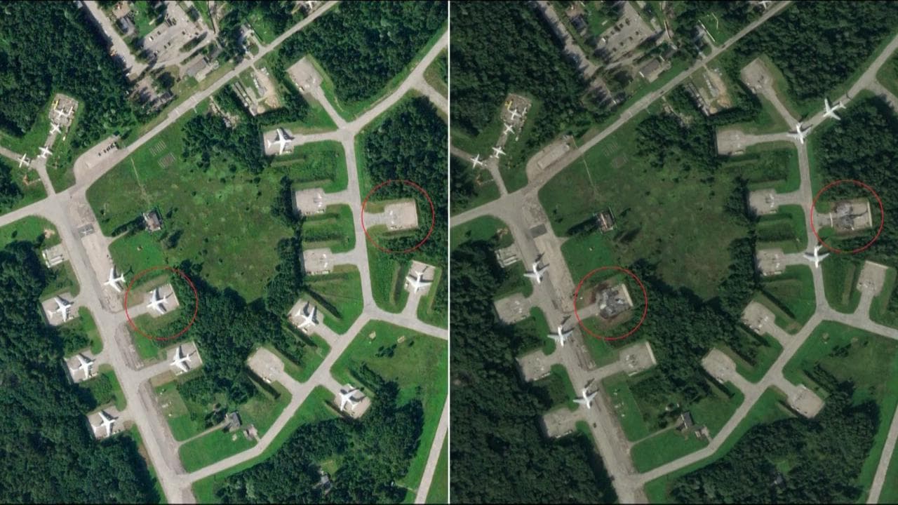 Le immagini satellitari mostrano gli aerei distrutti nell’aeroporto di Pskov