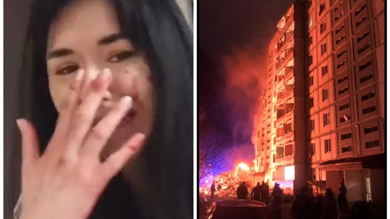 Ucraina, Uman: una donna mostra in lacrime la sua casa distrutta. Missili  russi su diverse città