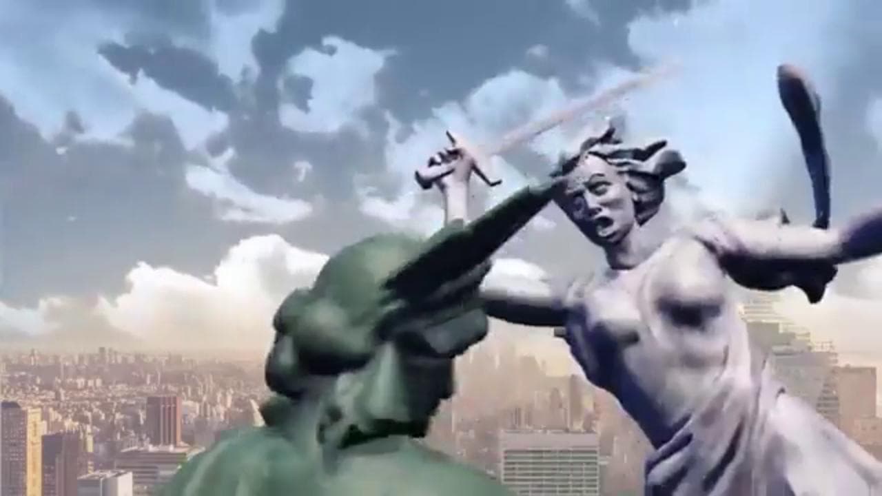 La Statua della Libertà decapitata da La Madre Patria chiama, l'ultimo video della propaganda russa