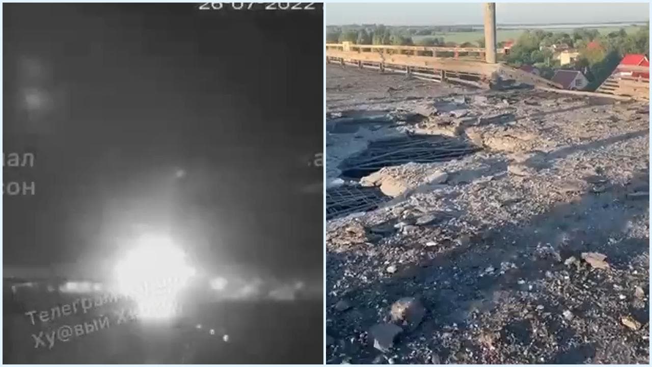 L'esercito ucraino colpisce il ponte Antonovskiy, strategico per i russi a Kherson: il momento dell'attacco