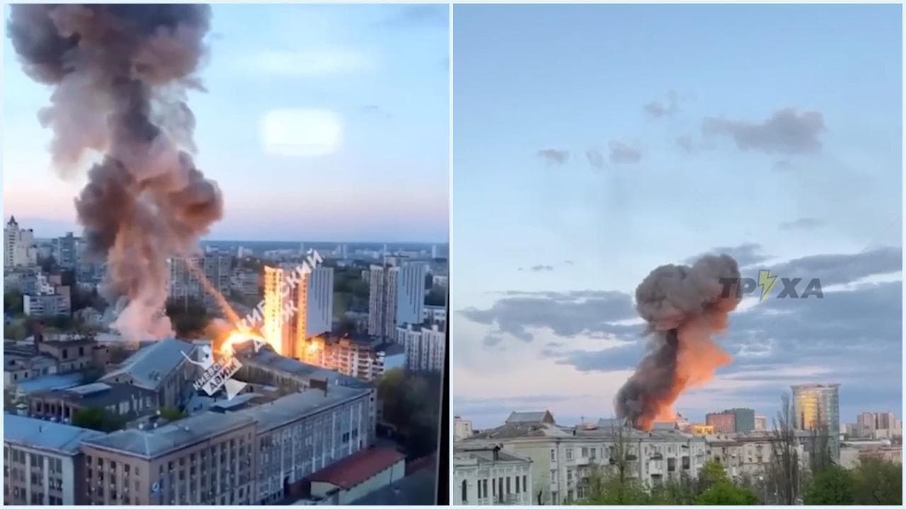 Missili su Kiev durante incontro Zelensky-Guterres: la colonna di fumo nero dopo le esplosioni