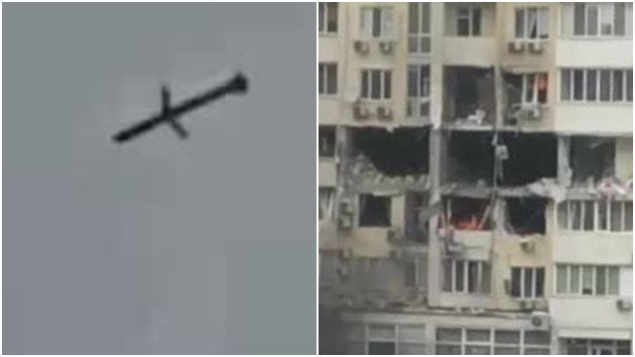 Odessa bombardata: i razzi nel cielo e i palazzi colpiti