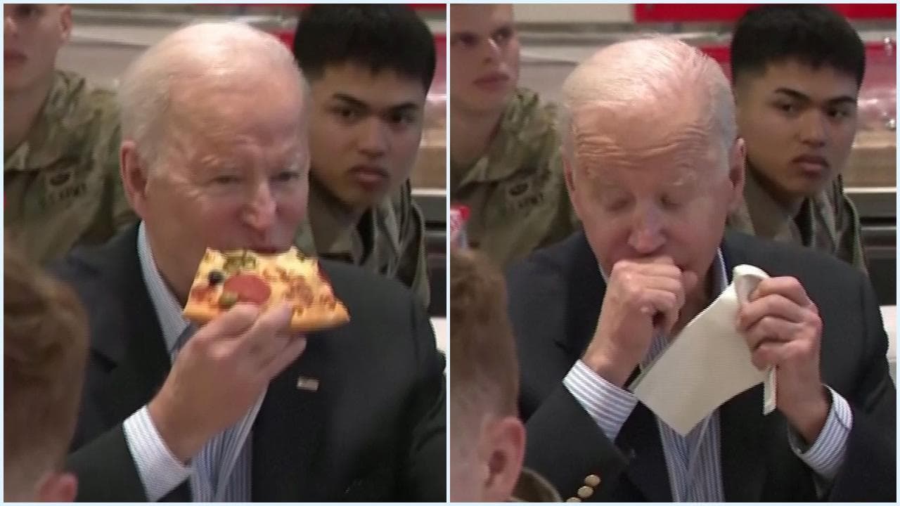 Polonia, Biden a tavola con i soldati americani, tra selfie e pizza ( forse troppo piccante )