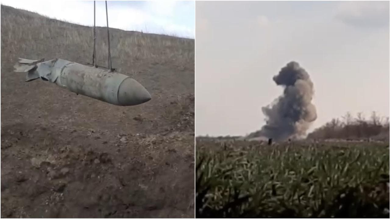 Odessa, trasportano e fanno detonare bomba da 500 kg fuori città: il video degli artificieri ucraini